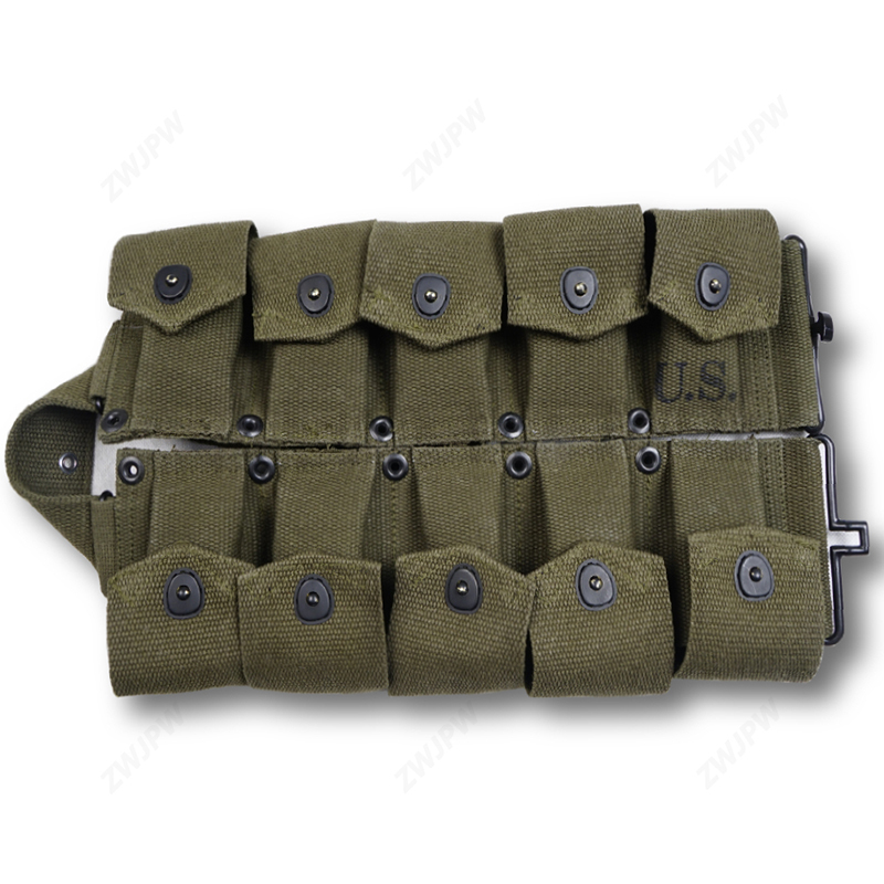 WW2 US ARMY M1 CANVAS GARAND TEN CELL POUCH ARMY GREEN HIGHT QUALITY