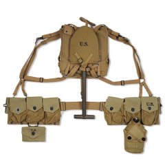 WW2 US ARMY EQUIPMENT CONBINATION USMC UPPER BACKPACK WITH STRAPS T-TYPE SPADE  WITH SIX CELL POUCH