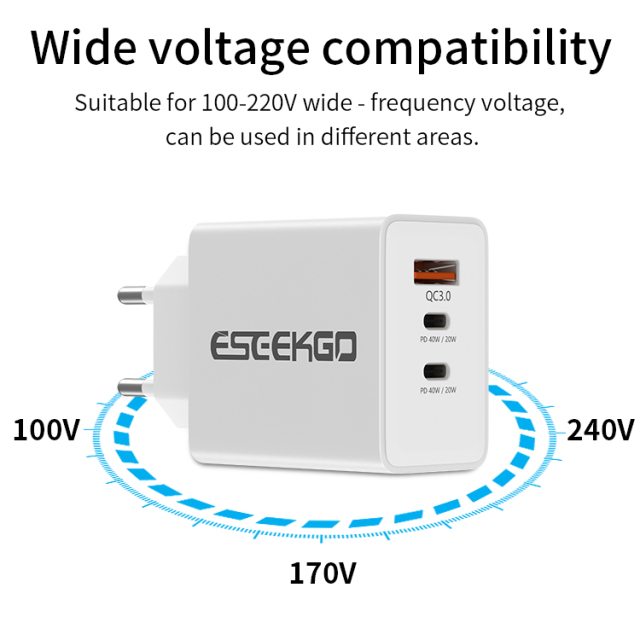 ESEEKGO PD-40 1A2C QC3.0+PD20W*2 Wall Charger