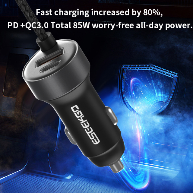 ESEEKGO PD-C22 1A1C QC3.0 36W+PD65W with 1 trailer 2 cables (C+L) Car Charger