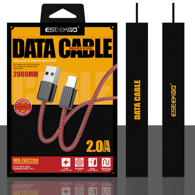 ESEEKGO ZAS200 2.0A 2M Multi Solid Color Braided Data cable