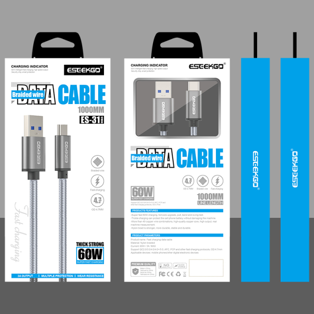 ESEEKGO ES-31 A-C 60W/3A Braided Data Cable