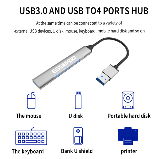 ESEEKGO HB-01 USB3.0 to 4 Ports 4-in-1 HUB & ESEEKGO HB-02 Type-C to 4 Ports 4-in-1 HUB