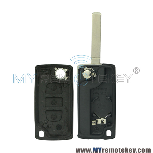 CE0536 Flip remote key shell case for Citroen C2 C3 C4 C5 Peugeot 207 208 307 308 407 408 3 button Light VA2 HU83