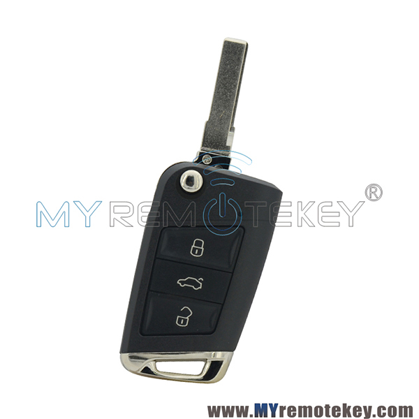 Flip remote key shell case 3 button for VW Golf 7 2013 2014