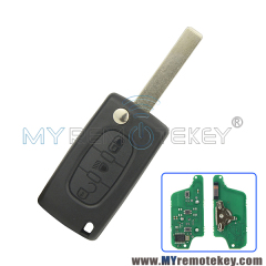 CE0523 Flip remote key for Citroen Peugeot 3 button 433mhz HU83 Middle button light PCF7941 ASK electronic circuit board