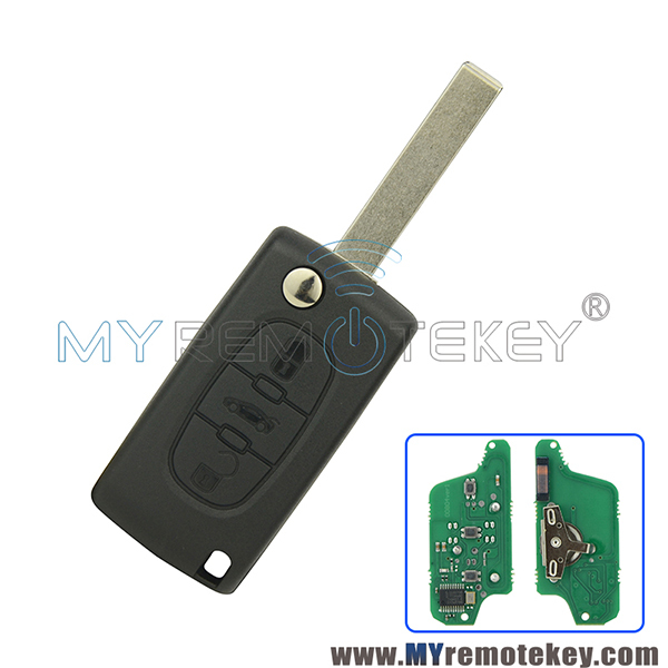 CE0523 Flip remote key for Citroen Peugeot 3 button 433mhz HU83 PCF7941 ASK electronic circuit board