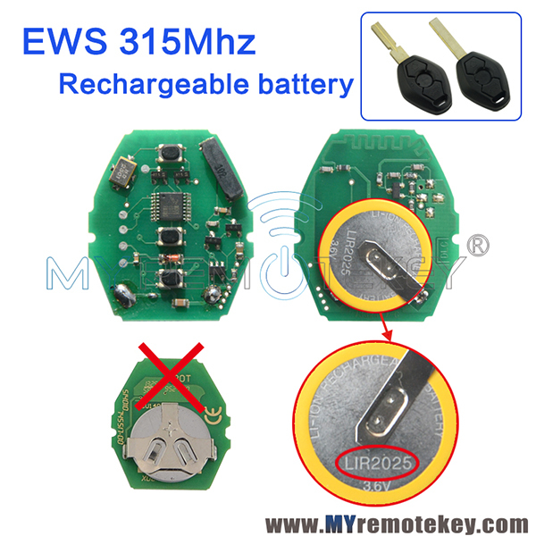 EWS system circuit board rechargeable battery 315Mhz 3 button for BMW  car key