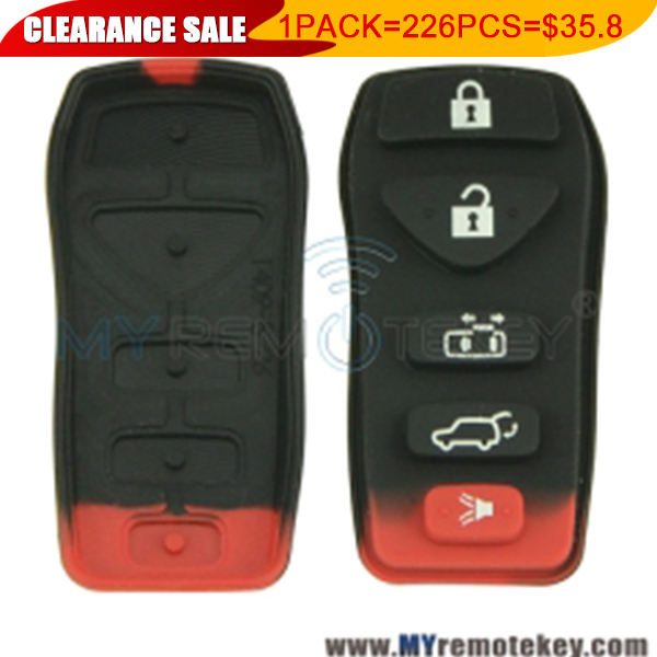 1 pack Remote rubber button pad for Nissan remote fob 5 button