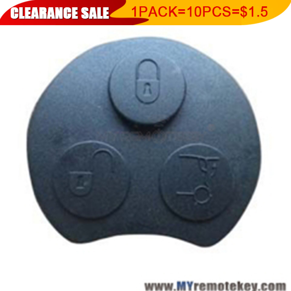 1 pack Remote rubber button pad for Smart Fortwo remote key 3 button