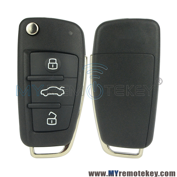 Flip remote car key shell Case 3 button for 2007 2008 2009 2010 2011 2012 Audi A3 A4 A6 A7 TT Q5 Q7