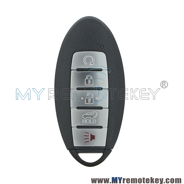 FCC ID: KR5S180144014 S180144008  2013-2016 Nissan Pathfinder 4+1 Button FSK 433.92 MHz Smart Key (SUV)  PCF7953X  HITAG 3  47 CHIP  NSN14