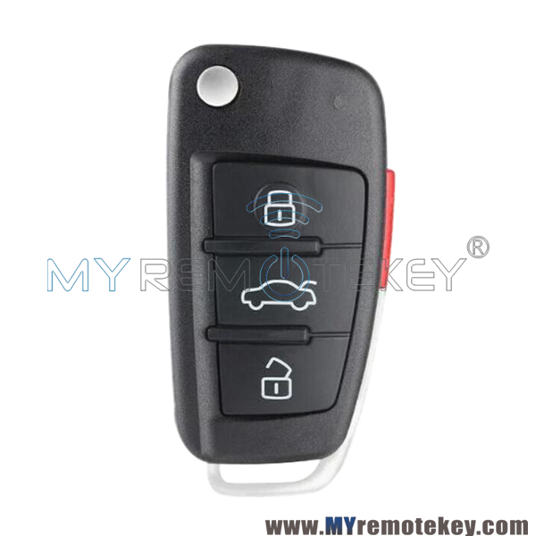 NBG009272T Flip key shell 3 button with panic for Audi A3 A4 A5 A6 A8 TT 2006-2010 P/N 8P0 837 220 E
