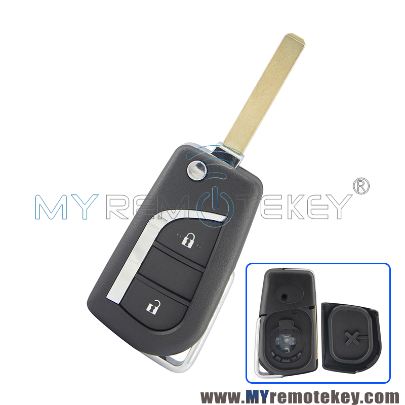 Flip remote key shell 2 button VA2 / TOY48 / TOY43 blade for Toyota Camry