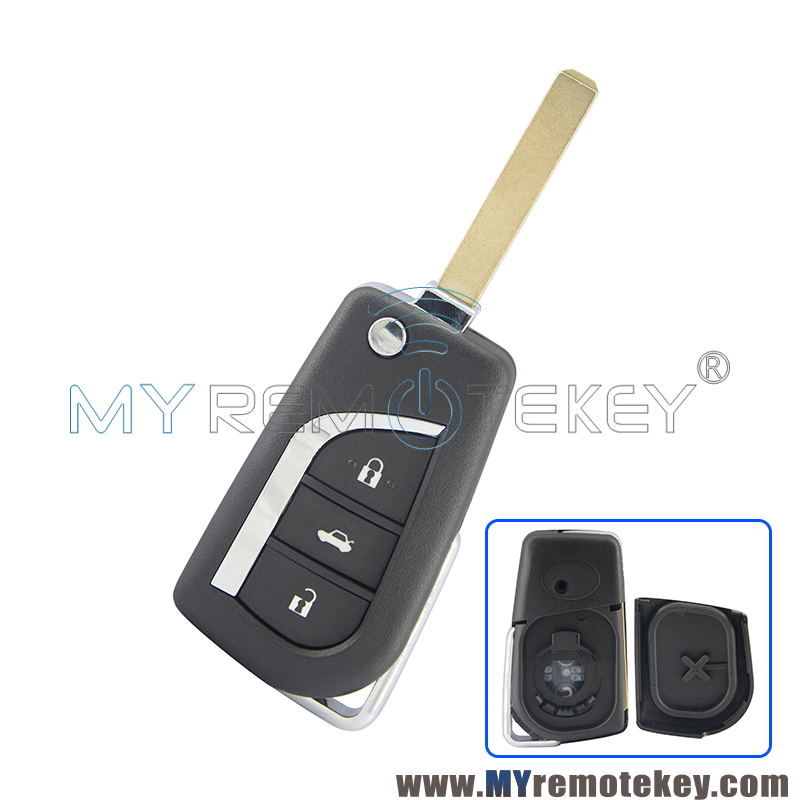 Flip remote key shell 3 button TOY43 / TOY48 / VA2 blade for Toyota Camry