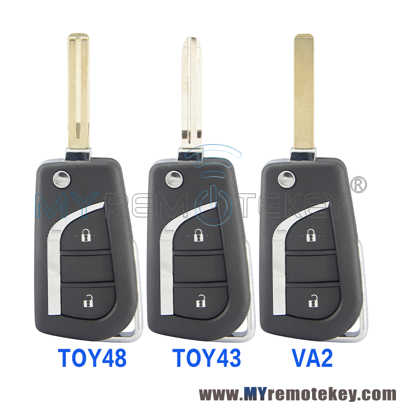 Flip remote key shell 2 button VA2 / TOY48 / TOY43 blade for Toyota Camry