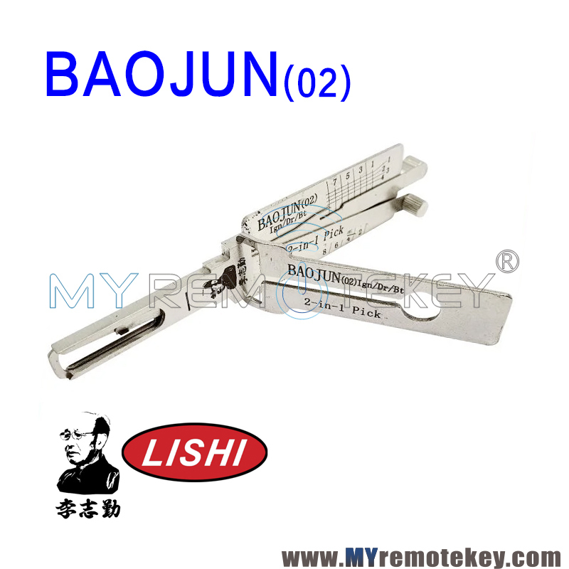 Original Lishi BAOJUN(02) Ign/Dr/Bt 2-in-1 Lock Pick and Decoder