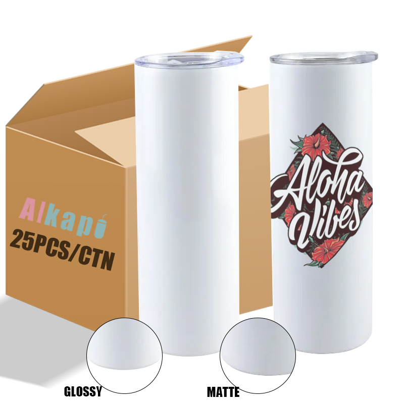 USA RTS 20oz Sublimation Blank Matte Straight Tumbler With Plastic Straw