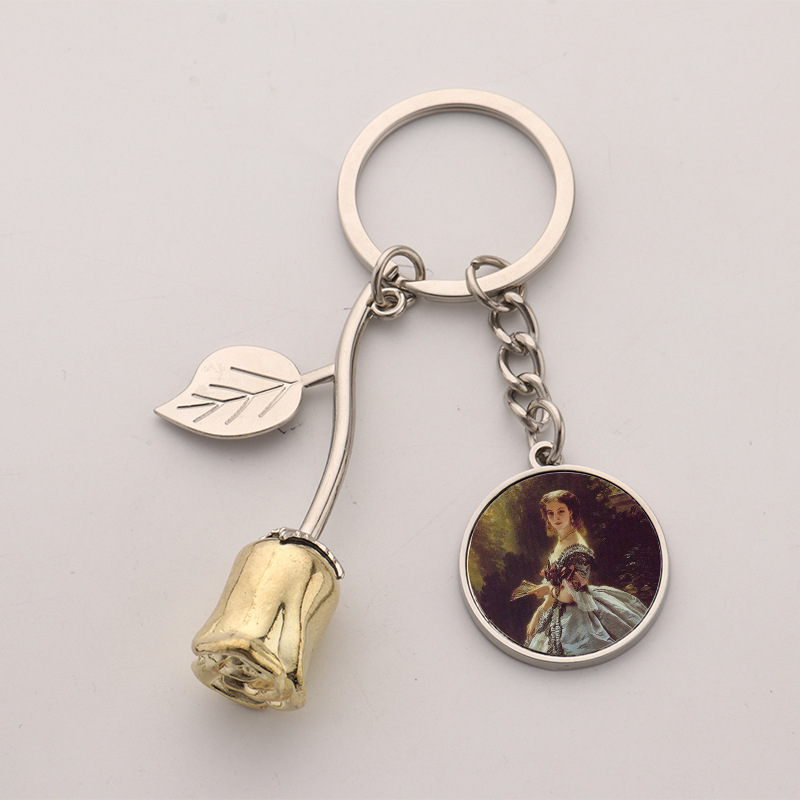 CHINESE WAREHOUSE Sublimation Blank Metal Rose Keychain