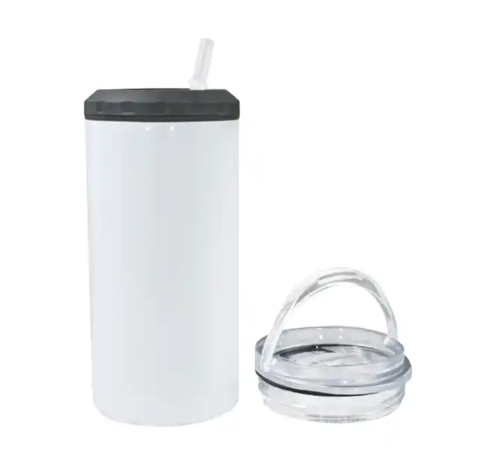 USA RTS 16oz Sublimation Blank 4 in 1 Can Cooler With Dual Lid