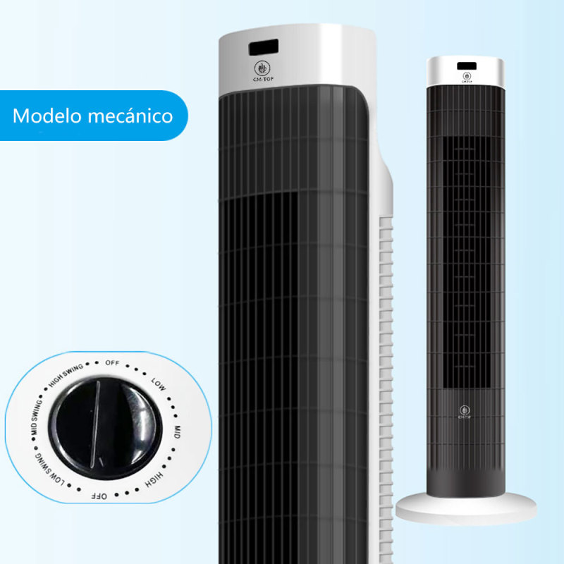 CM-TOP Ventilador de Torre Silencioso Regulable 3 Velocidades Negro