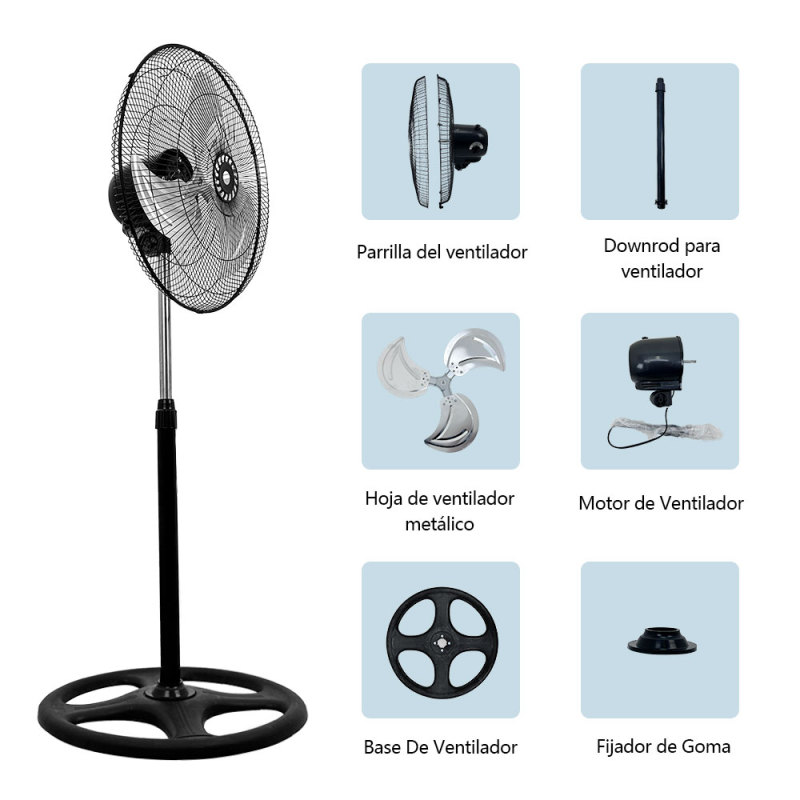 CM-TOP Ventilador Piso Pie Pedestal 3 Aspa para Industria y Hogar