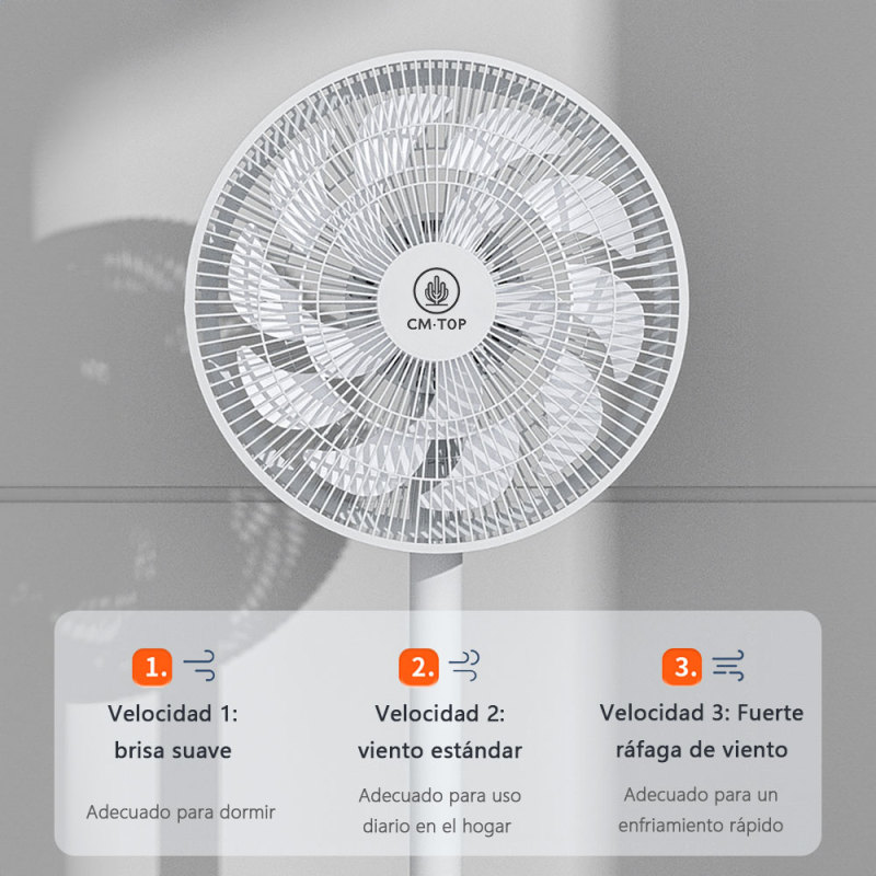 CM-TOP Ventilador De Pie Con 10 Aspas 3 Velocidades Blanco