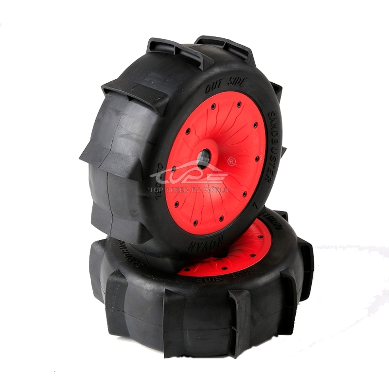 TOP SPEED RC WORLD Desert Wheel tire with Plastic Red Sealed beadlock set 2pcs for Losi 5ive T