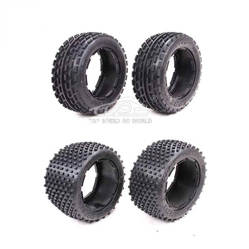TOP SPEED RC WORLD Off-road Front And Rear Tyres Skin Set for 1/5 HPI ROFUN BAHA ROVAN KM Baja 5B SS Truck Spare Toys Parts