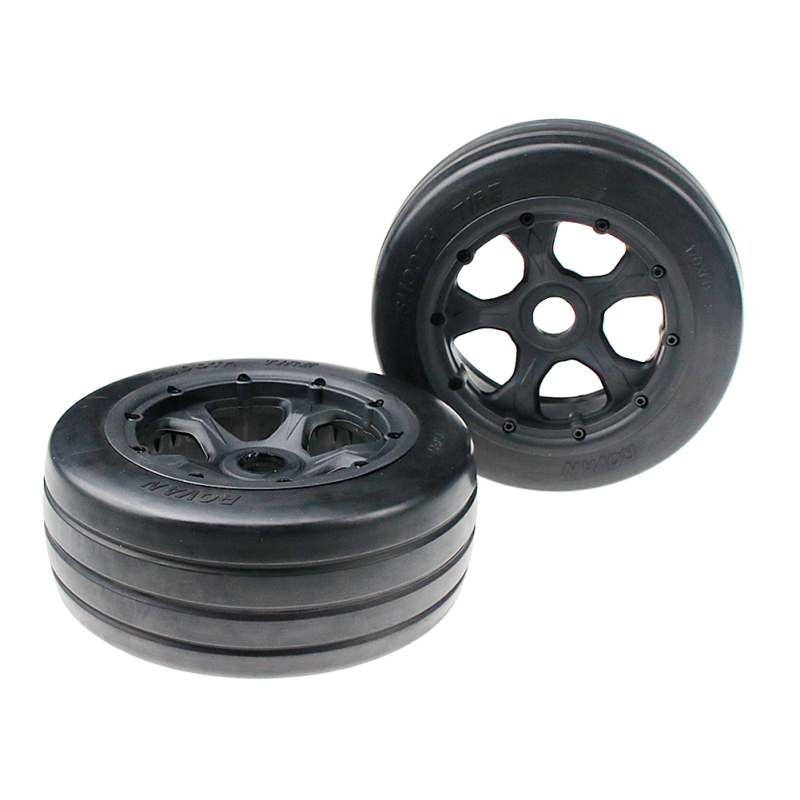 FLMLF Smooth Front Tires Assembly Set Fit for 1/5 HPI ROFUN ROVAN KM BAJA 5B Ss Buggy Rc Car Parts