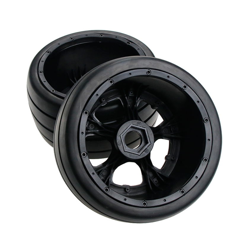 FLMLF Slick Wheel Tyres Rear complete Tire Set Fit for 1/5 HPI ROFUN ROVAN KM BAJA 5B ss buggy rc car parts