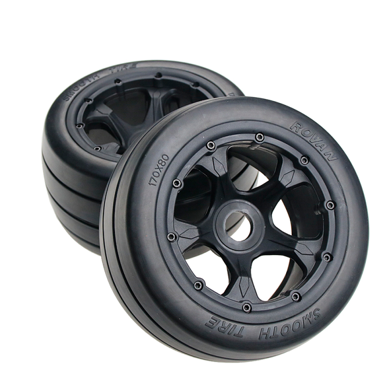 FLMLF Slick Wheel Tyres Rear complete Tire Set Fit for 1/5 HPI ROFUN ROVAN KM BAJA 5B ss buggy rc car parts