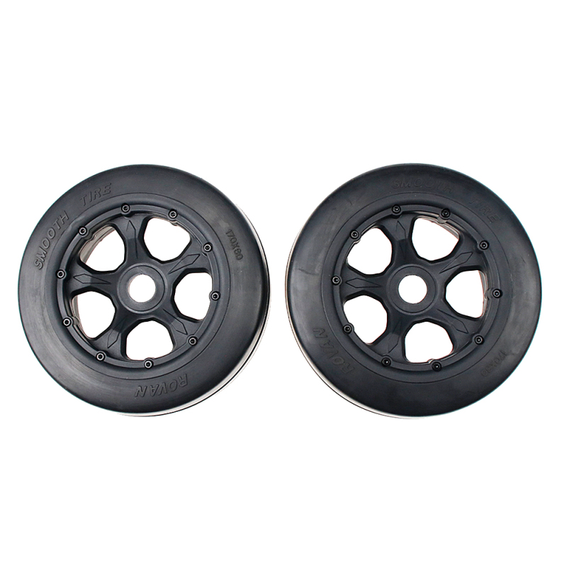 FLMLF Smooth Front Tires Assembly Set Fit for 1/5 HPI ROFUN ROVAN KM BAJA 5B Ss Buggy Rc Car Parts