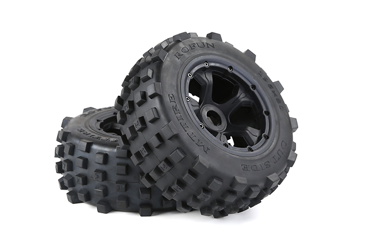 FLMLF Rear Wheel Tire Knobby Fit for 1/5 HPI ROVAN ROFUN KM Mcd Redcat Rcmk BAJA 5T 5SC Truck Parts