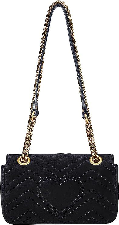 Gucci Pre-Loved Black Velvet GG Marmont Bag Mini, Black