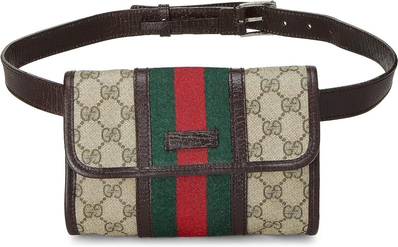Gucci Pre-Loved Brown Original GG Coated Canvas Flap Belt Bag Small, Brown