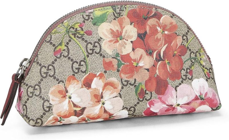 Gucci Pre-Loved Pink GG Blooms Supreme Canvas Cosmetic Pouch, Pink