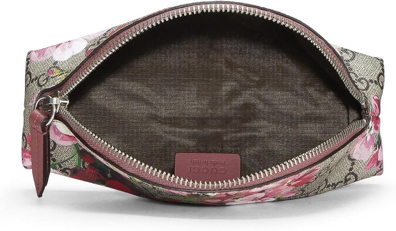 Gucci Pre-Loved Pink GG Blooms Supreme Canvas Cosmetic Pouch, Pink