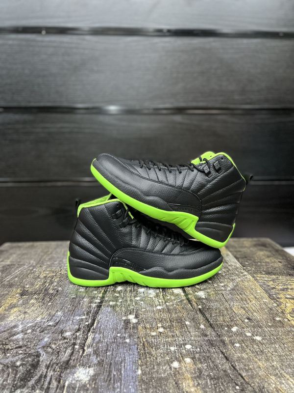 Jordan Air Jordan 12 Retro &quot;Stealth&quot; mid-cut retro basketball shoes &quot;black fluorescent green&quot;