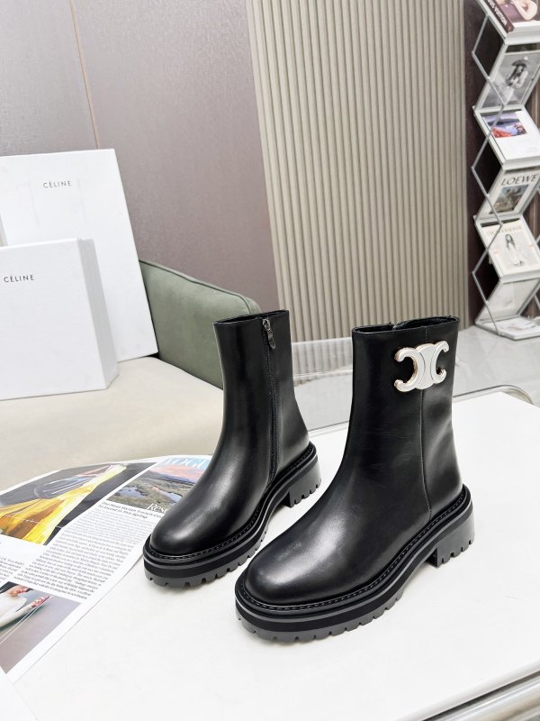 CELINE 2023 new thin strap thick bottom side zipper boots