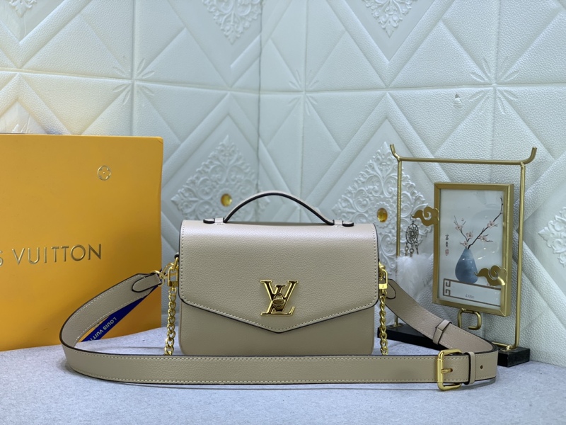 Louis Vuitton Lockme Adjustable Strap Twist-Lock Grained Calfskin Handle Single Compartment Crossbody Bag