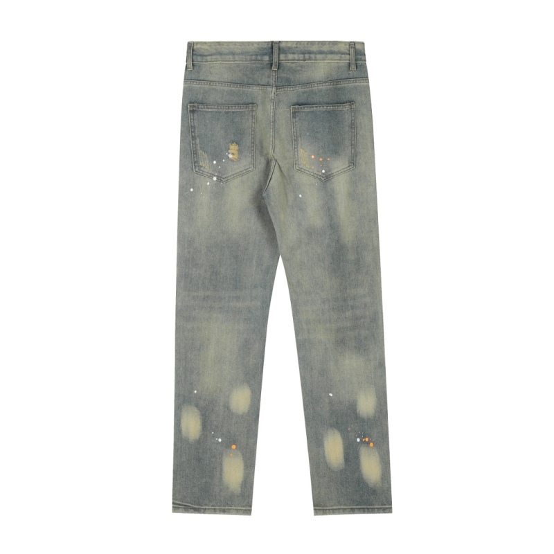 FOG retro splashed ink ripped high street jeans vibe style distressed trousers