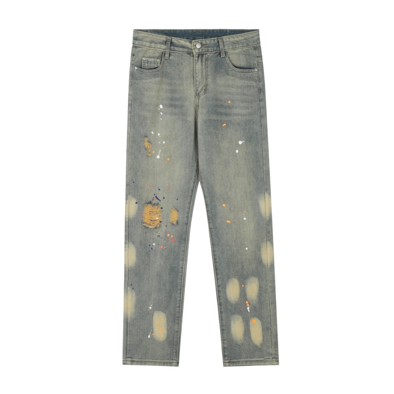 FOG retro splashed ink ripped high street jeans vibe style distressed trousers