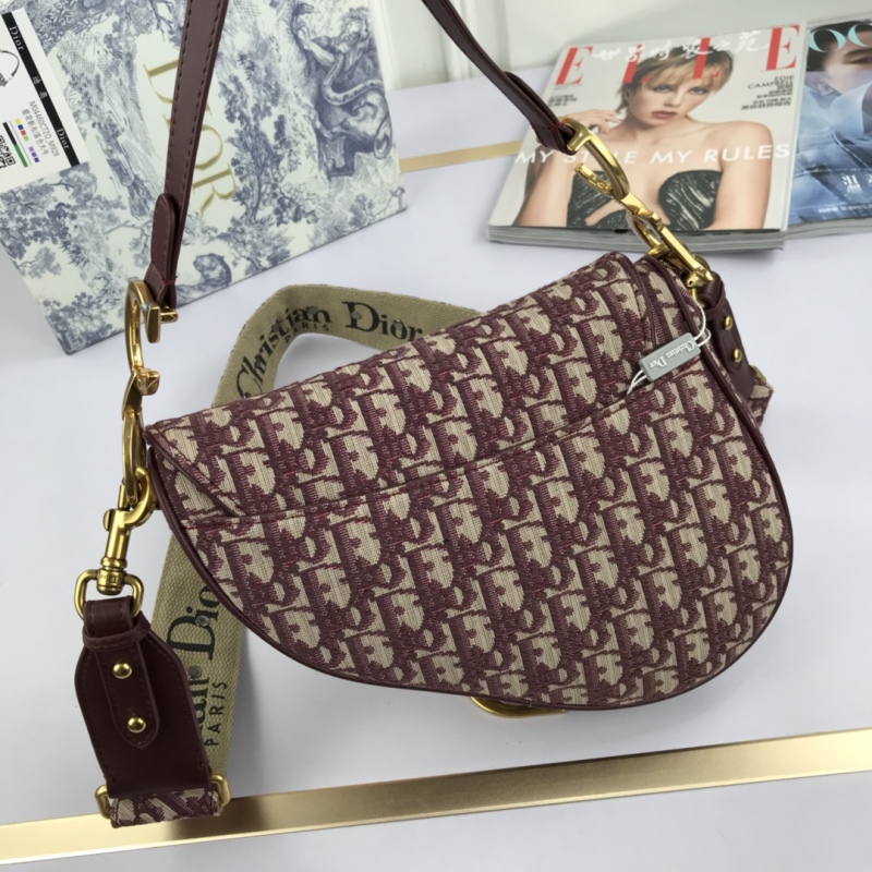 Dior embroidered old flower all over print canvas saddle bag shoulder handbag