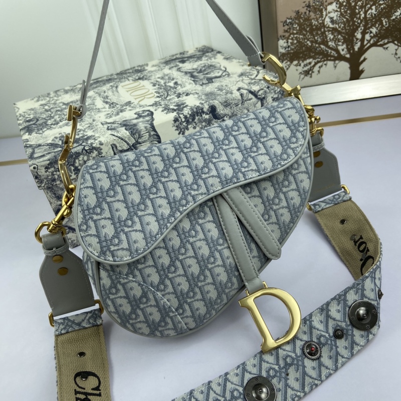 Dior embroidered old flower all over print canvas saddle bag shoulder handbag