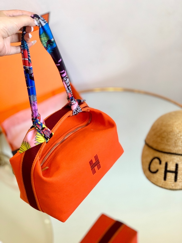 Hermes letter H embroidered cotton travel bag storage bag handbag toiletry bag