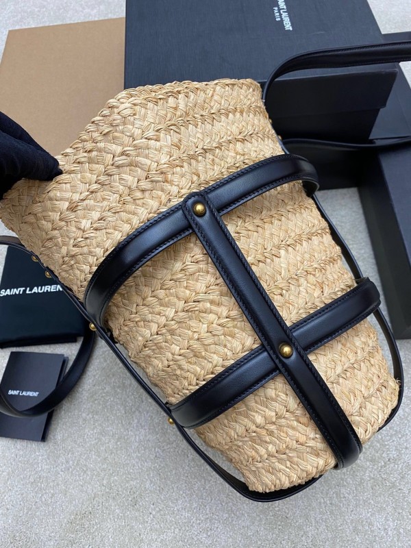 Saint Laurent YSL Tic Tac Toe Large Capacity Crochet Raffia Tote Bag Tote Bag Shopping Bag Handbag
