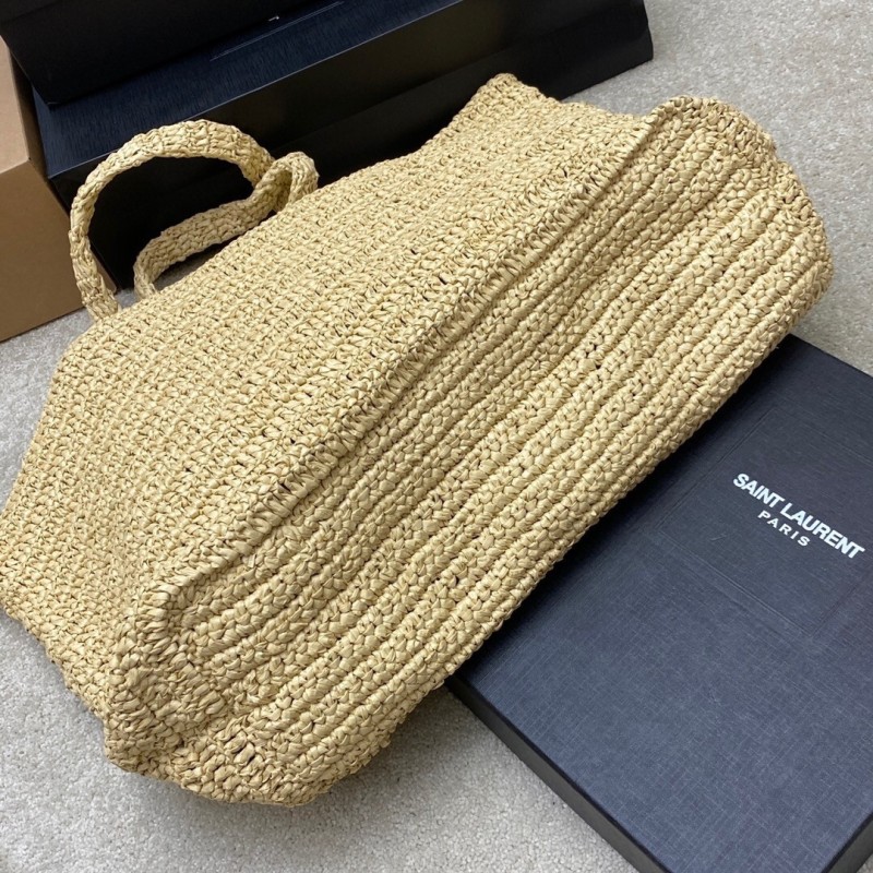 Yves Saint Laurent straw woven RIVE GAUCHE imitation grass crocheted soft tote bag shopping bag beach bag