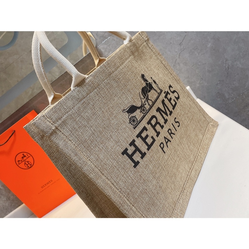 Hermès book tote tote bag presbyopic shopping bag embroidered canvas shoulder handbag