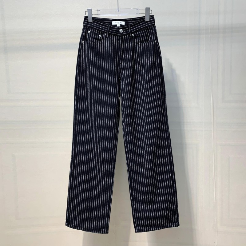 Dior vertical striped denim trousers fashionable jeans